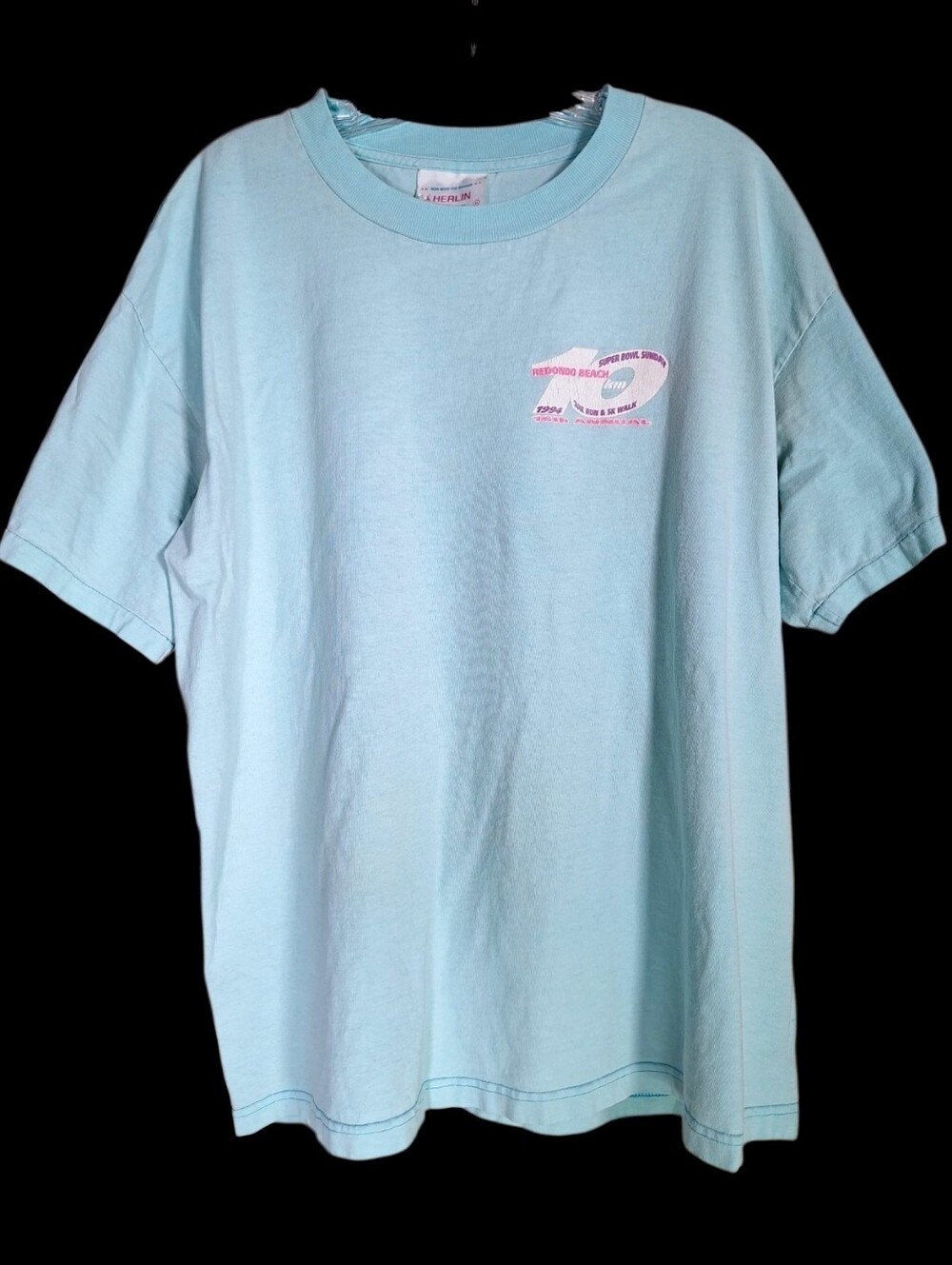 Vintage 90s Single Stitch T Shirt XL Thrashed Redondo Beach Super Bowl Sunday